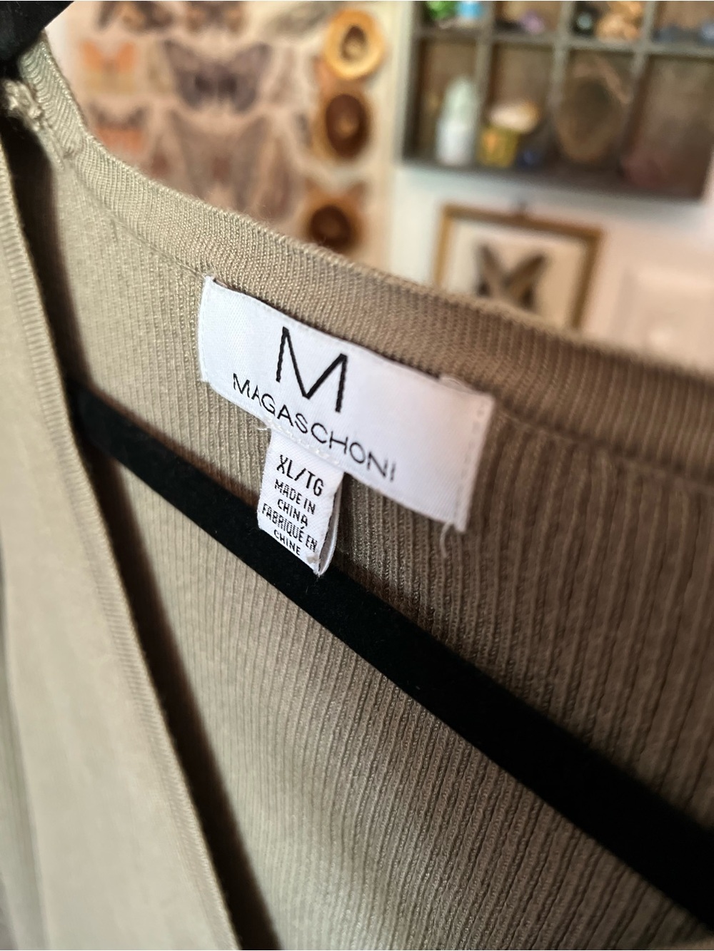 Magaschoni Taupe Ribbed Button Cardigan XL - Picture 4 of 6